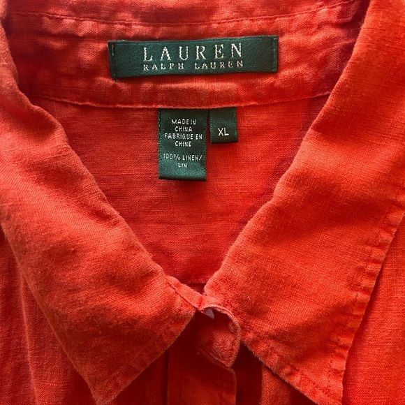 Ralph Lauren Linen burnt orange quarter length slee button down shirt Linen - Picture 2 of 6